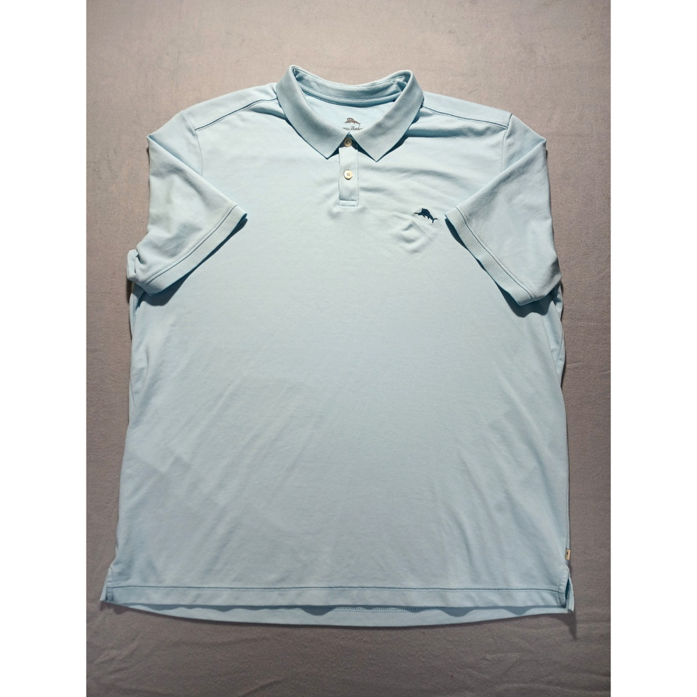 Tommy Bahama Polo Shirt Mens XXL Light Blue Short Sleeve IslandZone Casual Golf